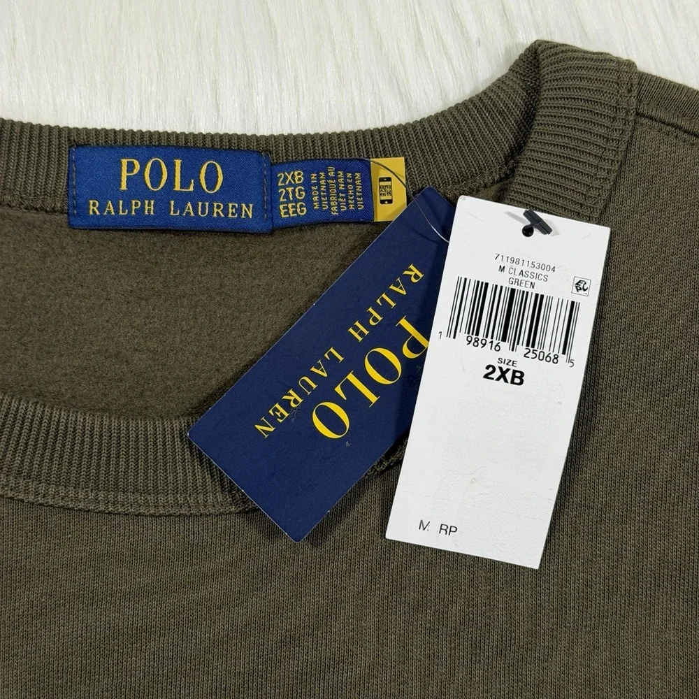 Polo Ralph Lauren Men's Size 2XB Green Logo Fleece Sweatshirt